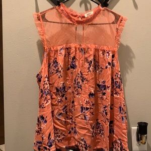 Coral floral blouse